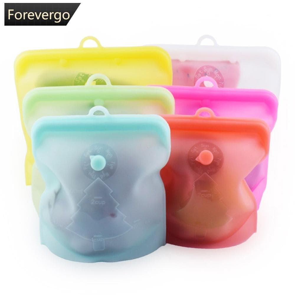 FOREVERGO 1Pc Reutilizável Silicone Vedação Saco De Armazenamento De Alimentos À Prova De Vazamento Recipientes Geladeir