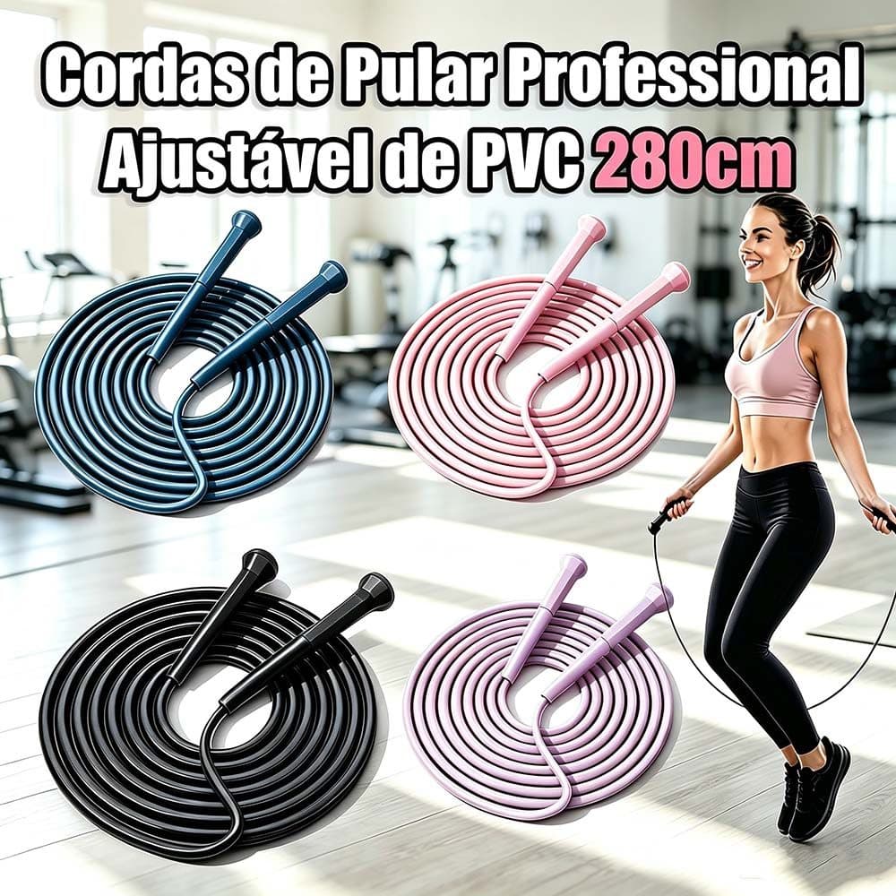 Kit 1/2/3 Cordas de Pular Ajustável 280cm – Treino diário e competição profissional!