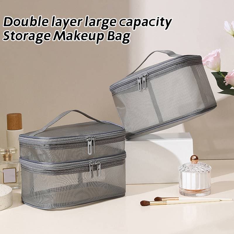 HENGHOME Bolsa De Armazenamento De Malha Para Viagem , Organizador De Maquiagem , Cosméticos , Caixa De Cuidados Com A P