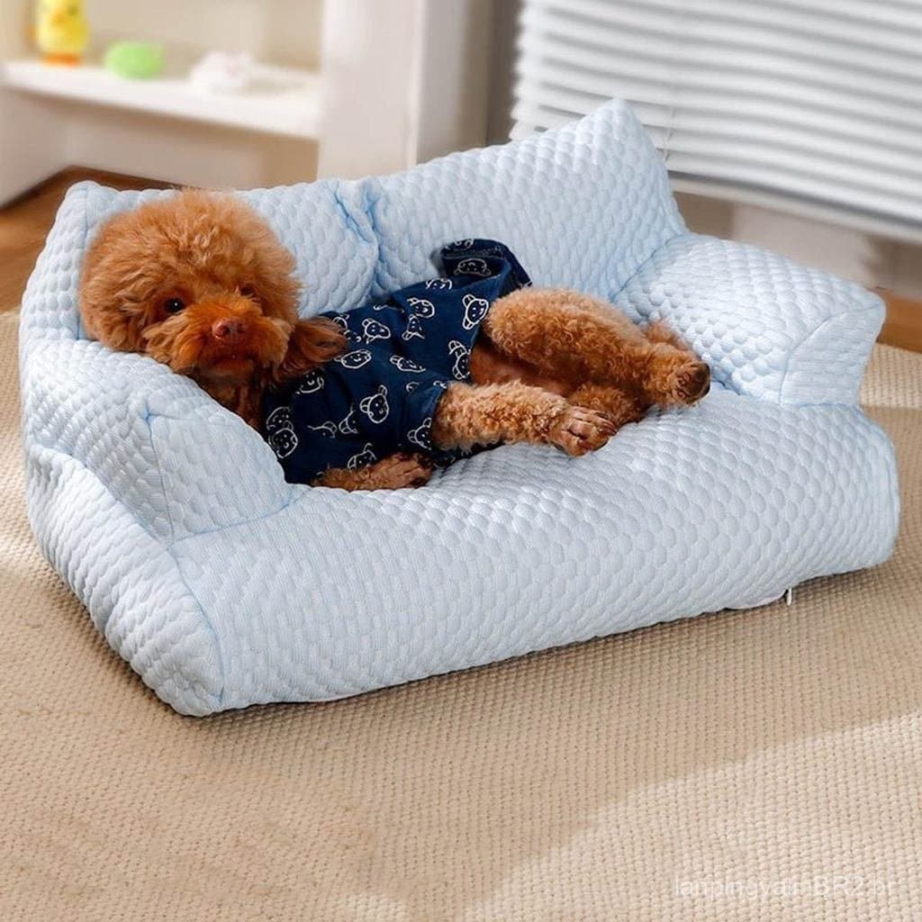 Adequado para animais de estimação no verão, cama para cães lavável e fácil de limpar, cama de seda fresca.