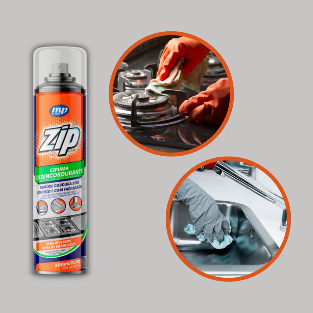 Espuma Desengordurante Zip Clean My Place 300ml – Remove Gordura Pesada Rápido e Sem Esforço
