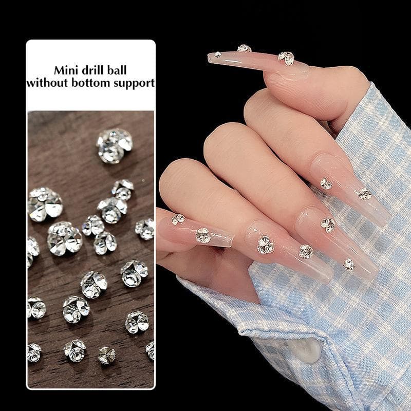 10 Pçs Brilho Mini 2mm-6mm Branco Claro Translúcido Pilha Arte Do Prego Strass Jóias Decorações Manicure Ornamentos