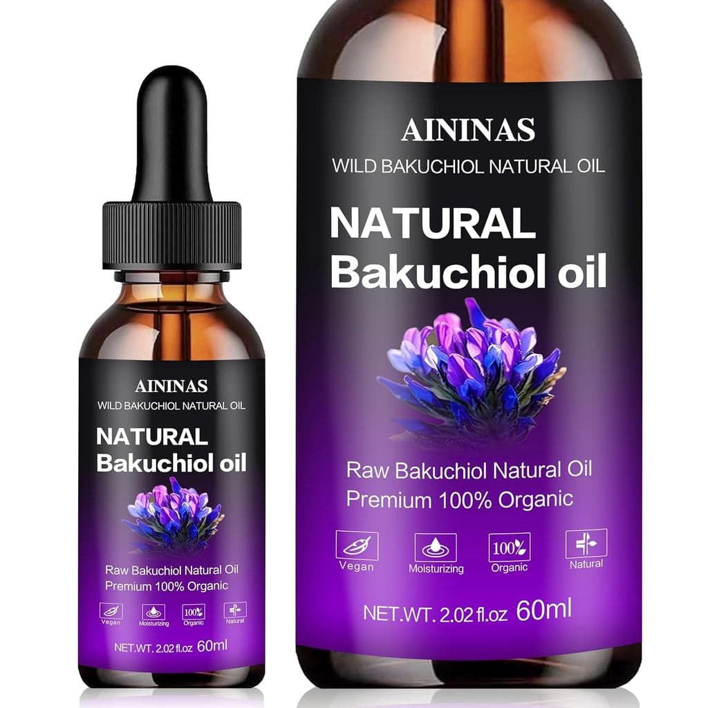Óleo de Bakuchiol Orgânico AIninas para o Rosto - Alternativa ao Retinol, Reduz Rugas e Linhas Finas, Seguro para Peles