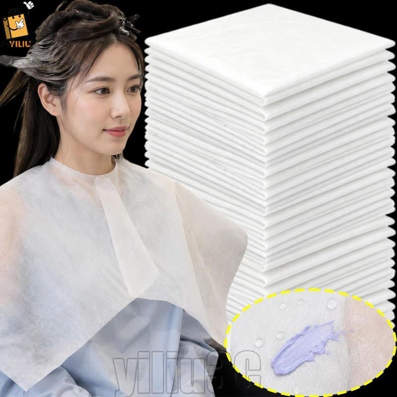[Prim] Capa Descartável Para Salão De Cabeleireiro Com 50 Folhas-Leve À Prova D'água-Pano Impermeável Corte De Cabelo-80