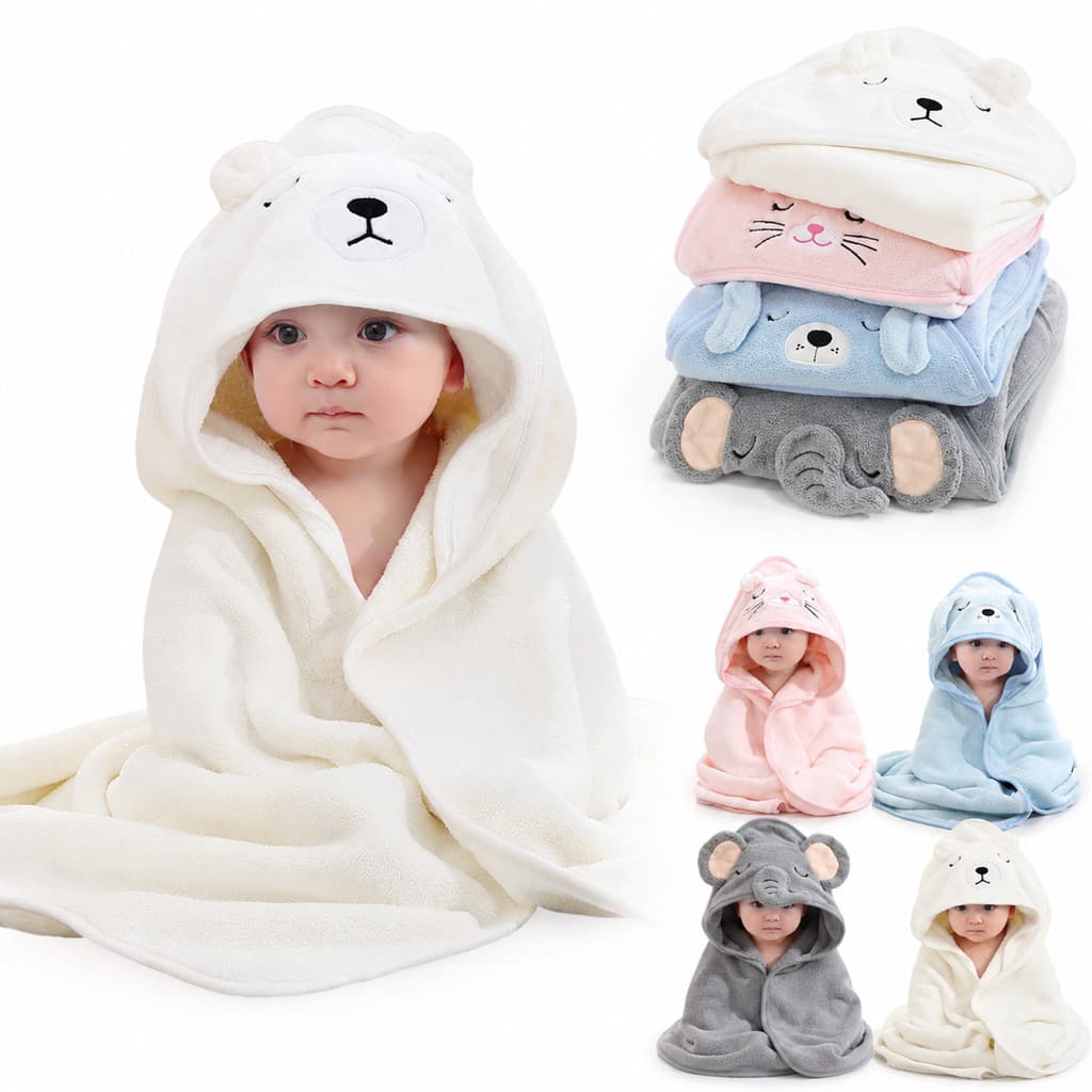 Toalha De Banho Infantil Com Capuz Grande Felpuda Bichinhos Super Macia Para Bebê E Criança