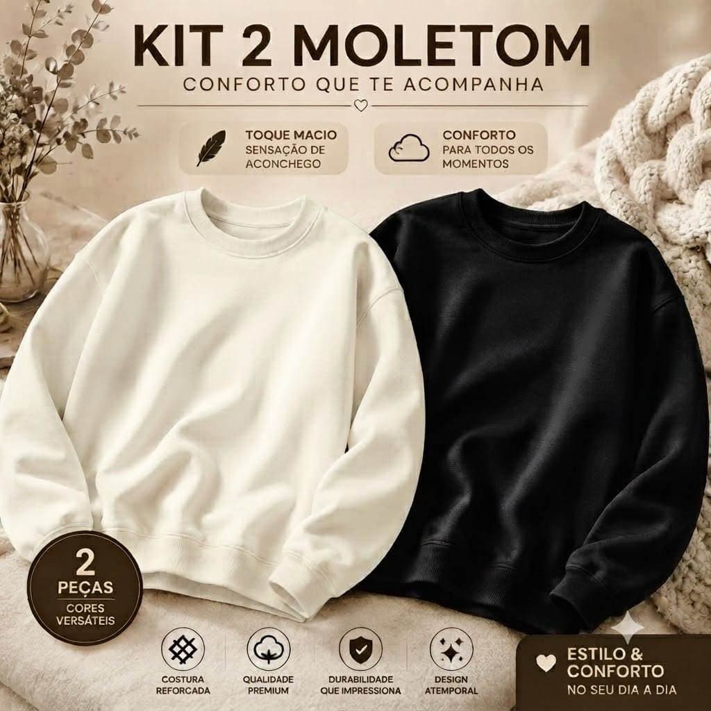 Kit 2 Moletom Feminino Blusa De Frio Feminina Premium Macio PP Ao G3 Plus Size