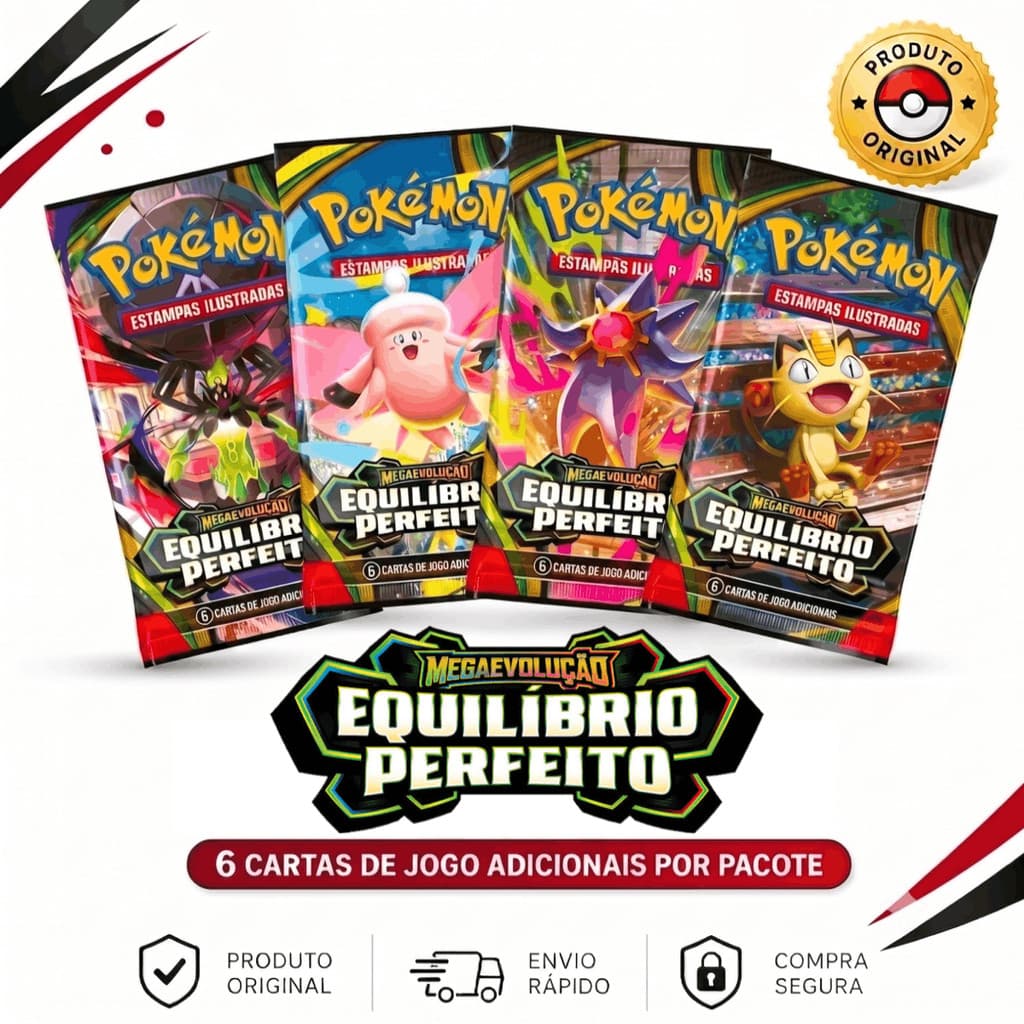 Pacote Booster Pokémon Mega Evolução Equilíbrio Perfeito ME03 Original Copag Lacrado Cartas TCG