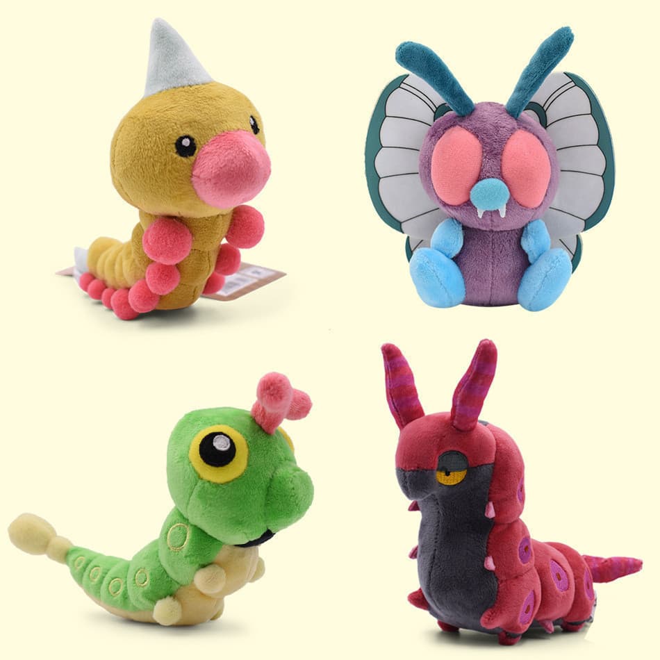14-19cm Anime Pokémon Weedle Caterpie Butterfree Scolipede Borboleta Centopéia Lagarta Brinquedo de Pelúcia Boneca Macia