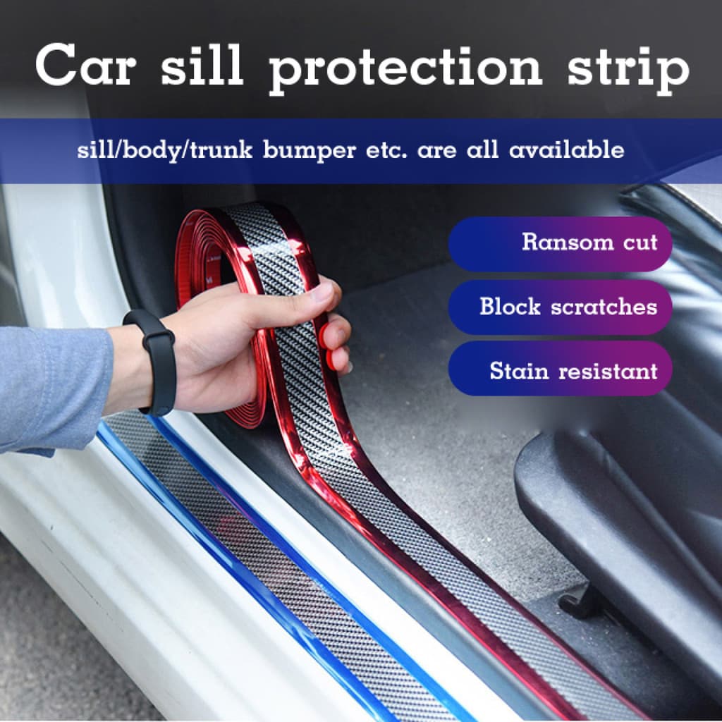 【Durável e Resistente】Car Door Sill Anti Step Sticker / Adesivo de Fibra de Carbono/Protetor de Soleira/Anti Desgaste