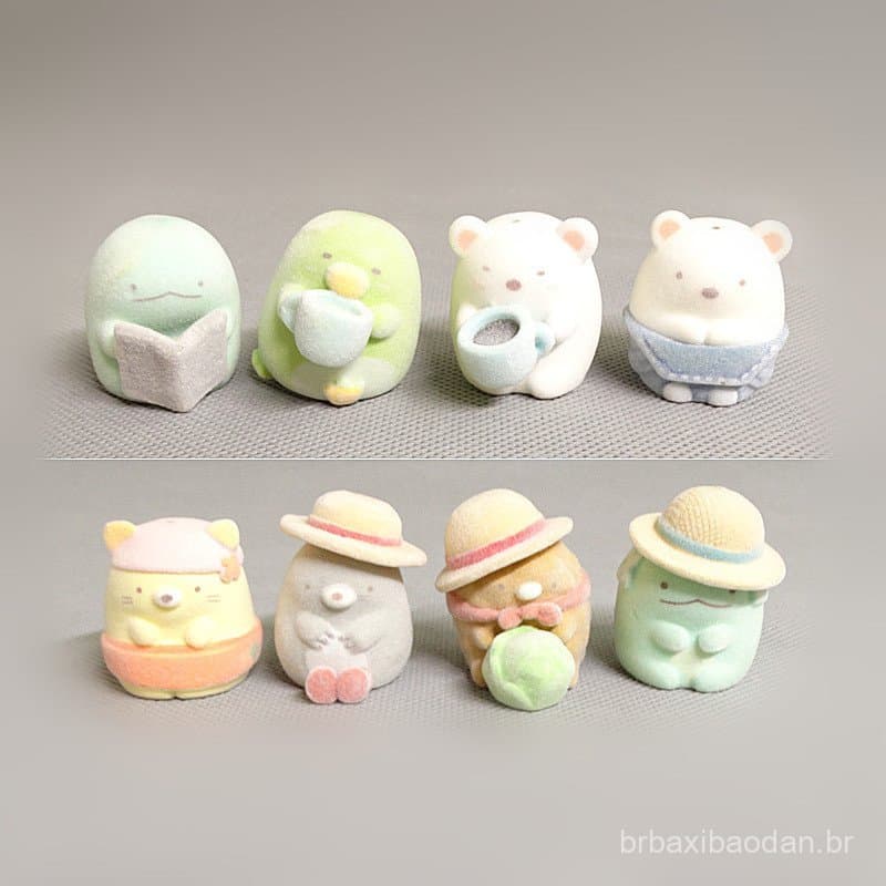 8 novas bonecas e figuras de pelúcia fofas de personagens de desenho animado para decoração de mesa.