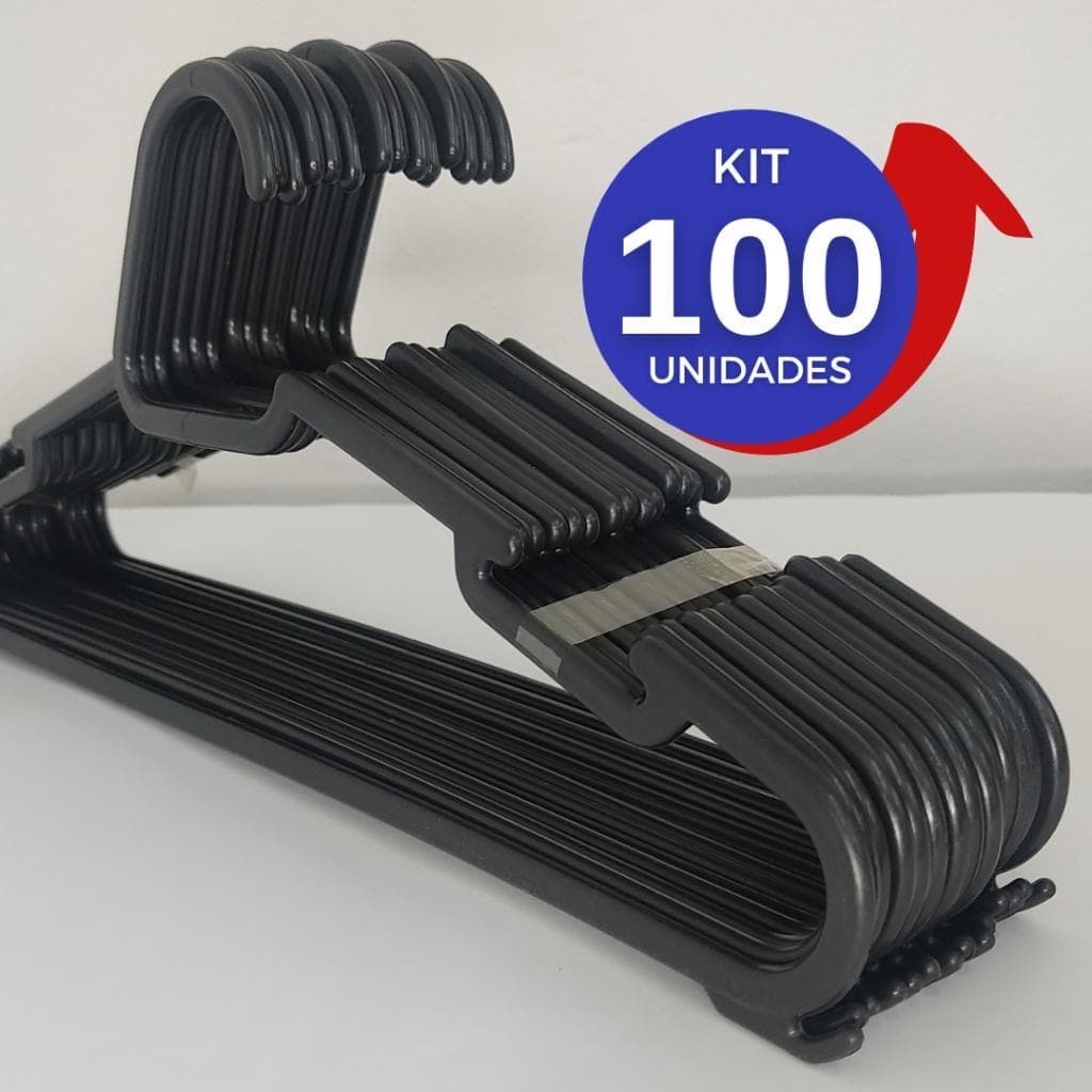 Kit 100 Cabides para Roupas - Cabide Adulto Reforçado e Resistente para Organização