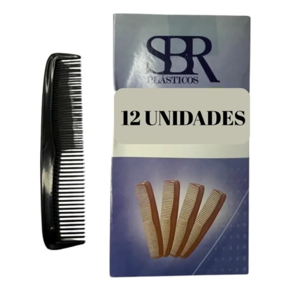 Pente Masculino Preto Kit 12un De Bolso Inquebrável