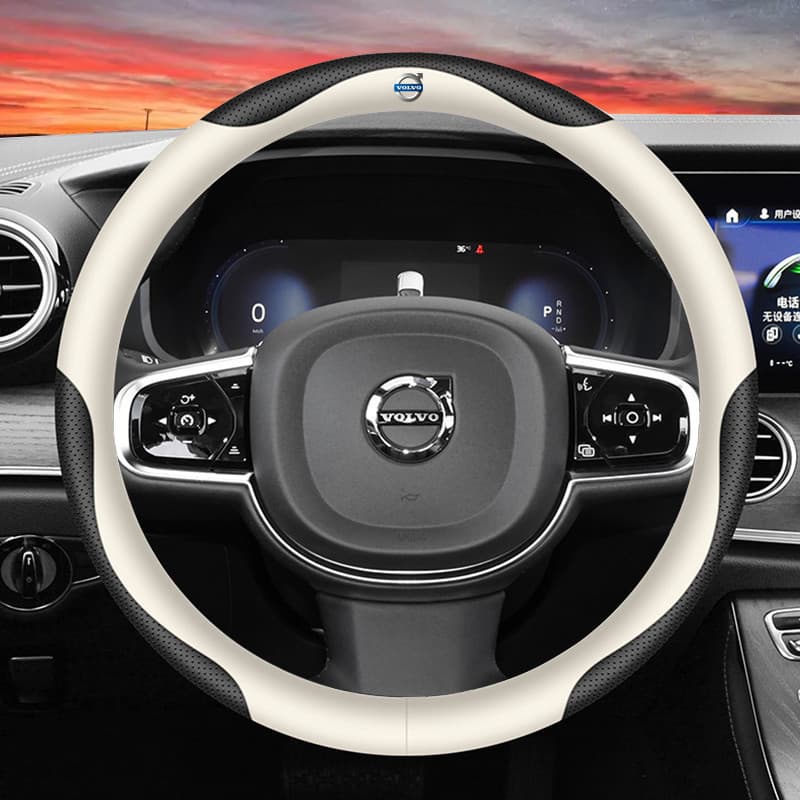 Capa de Volante de Couro Volvo é Adequada para XC60 S60 S80 XC90 V60 XC40 C40 S90 XS60 XS90, Capas de Couro para Volante