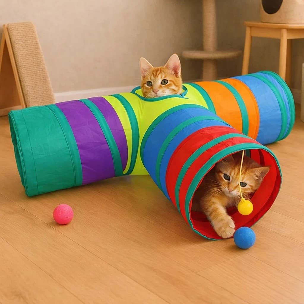 Túnel Colorido Bolinhas Anti Estresse Casinha Pets Animal Gatos Brinquedo Moveis Habitats