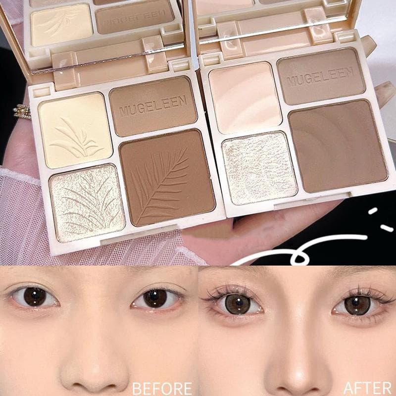 Paleta De Destaques De Quatro Cores Rosto Sombra Fosca Brilho Duradouro Iluminar Contorno Shimmer Pó 3D Nariz Cosméticos