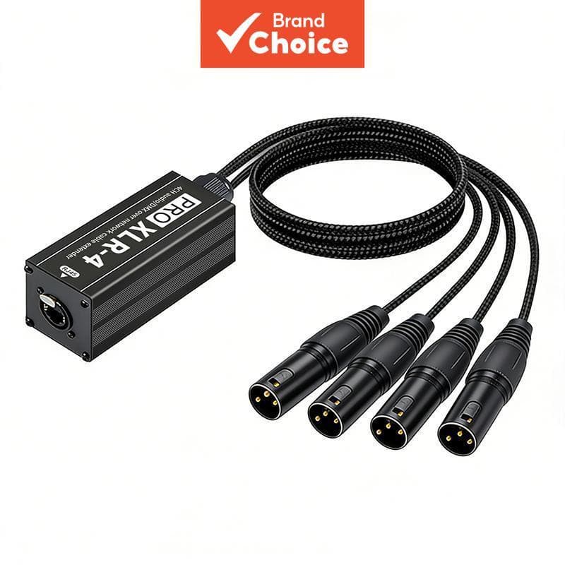 Extensor De Áudio XLR De 4 Canais Para RJ45 Sobre Microfone De Iluminação De Palco Com Cabo Cat5e Cat6 Pro Max