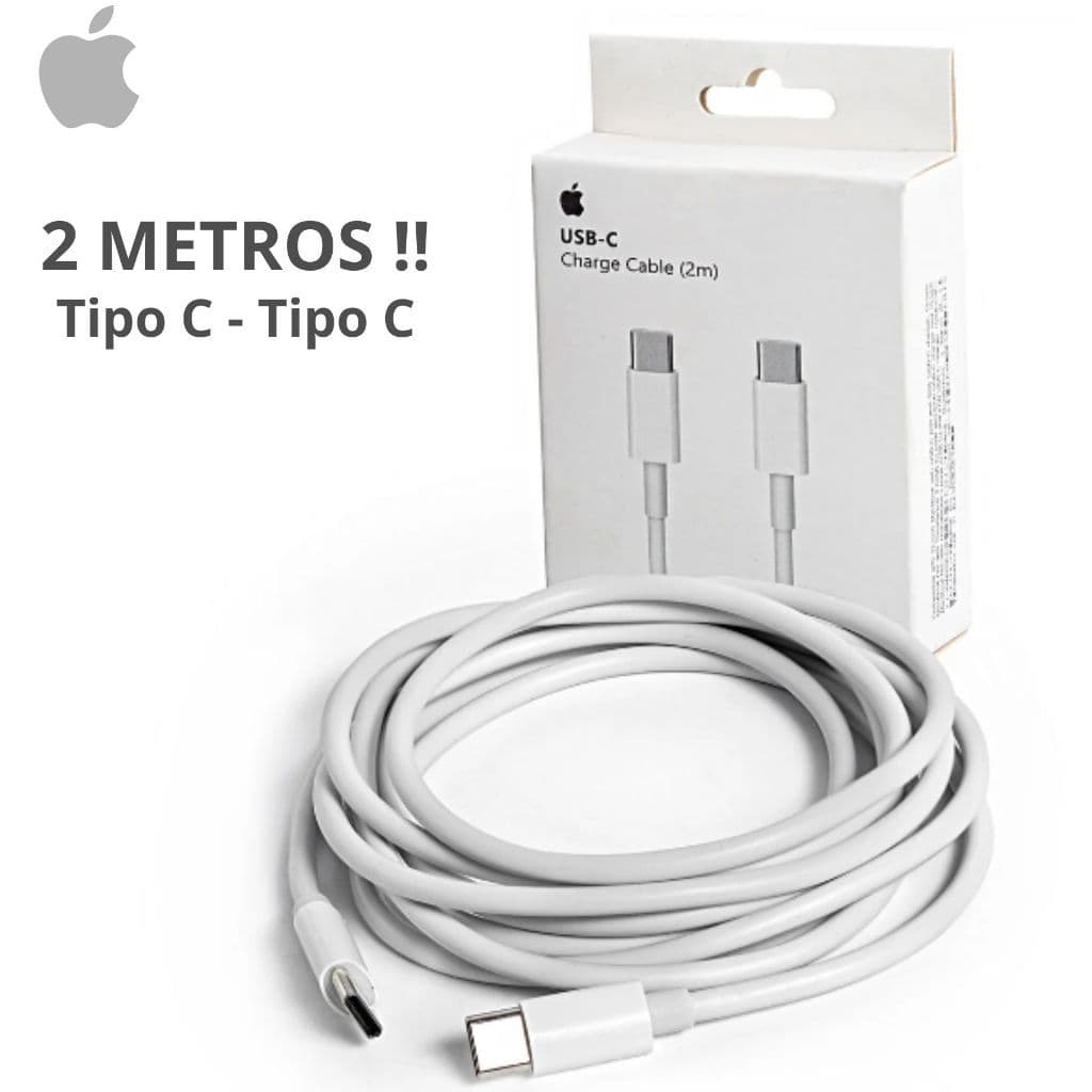 Cabo para iPhone 2 metros Tipo C Conector Usb-C para iPhone 15, 15 Plus, 15 Pro Max, iPhone 16 iPad