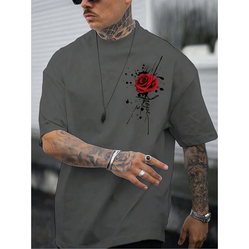 T-shirt de Manga Curta Casual e Moderna para Homem