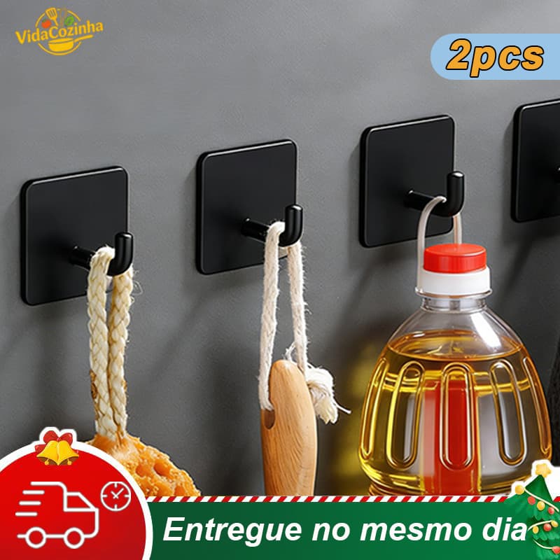 Gancho Inox Adesivo 3M Cabide Parede Autocolante Pendurar Chave Utensílios Resistente