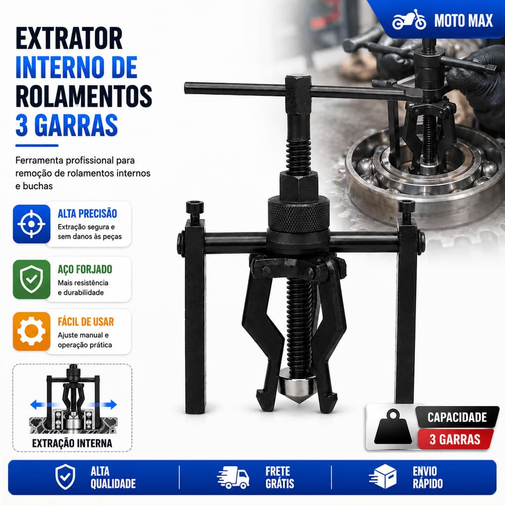 Extrator De Rolamento Interno De 3 Mandíbulas,Ferramenta De Remoção De Volante De Polia Automotiva Resistente Para Carro