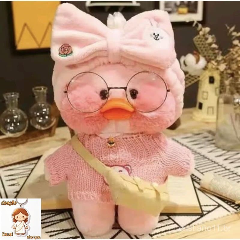 Pelucia Lalafanfan 30 cm Pato Com roupa