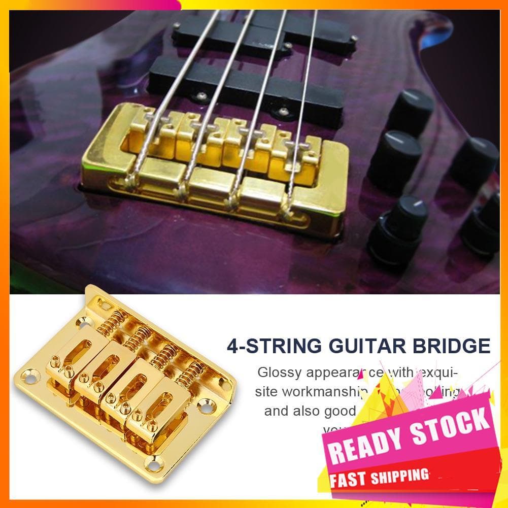 Gfgfgfgg Substituição de ponte fixa Alomejor para guitarras elétricas Cigarbox, baixo e ukulele (ouro)