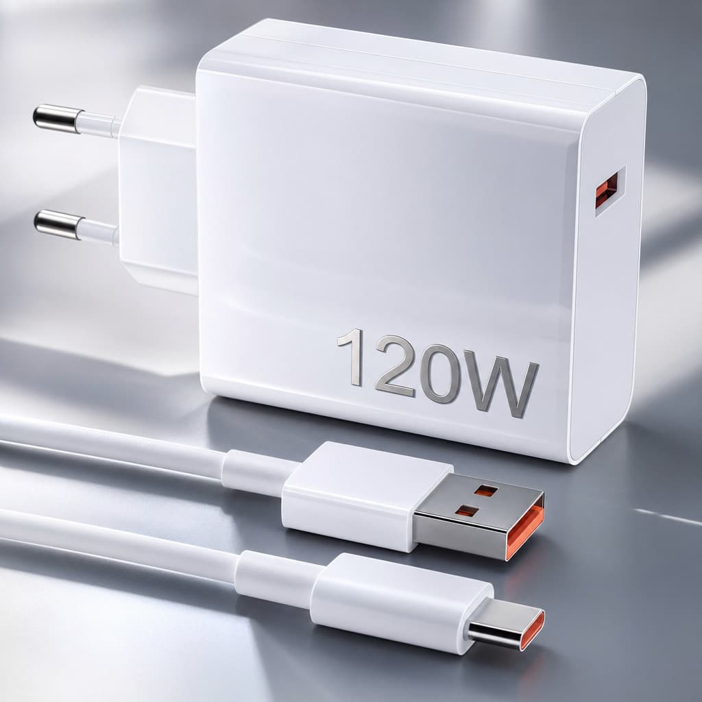 Carregador 120W Rápido 6A | Cabo USB, Cabo Tipo C e Cabo Tipo 1M Compatível com Mi Turbo Charge Turbo Power