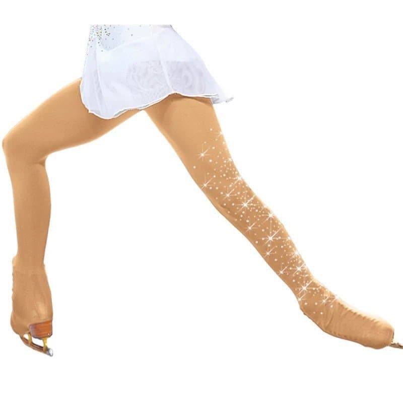 Meia-Calça De Patinação Artística TIANCHUANG , Calças No Gelo Para Ginástica Com Strass , Meias Collant Em Tom De Pele
