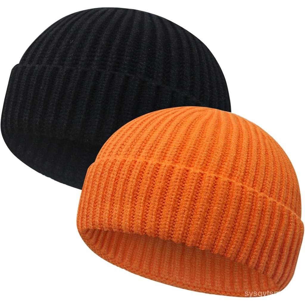 Chapéu de pescador em malha, chapéu elegante, curto, chapéu quente, de lã masculino sem aba para o inverno