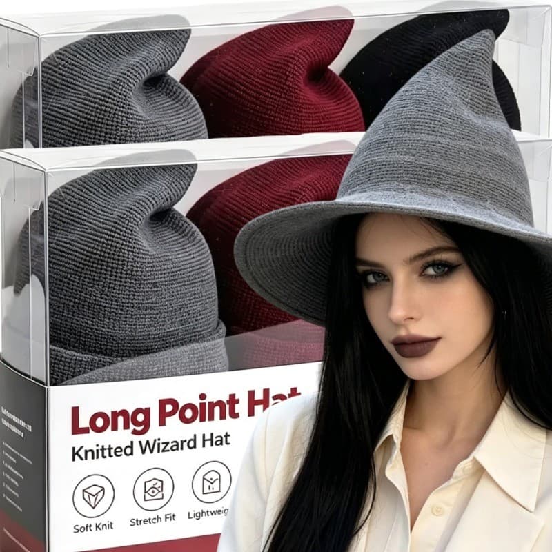 [Decoração De Halloween] Chapéu De Bruxa Gótico-Adereço De Foto-Boné De Malha De Aba Larga-Cosplay De Festa De Festival-