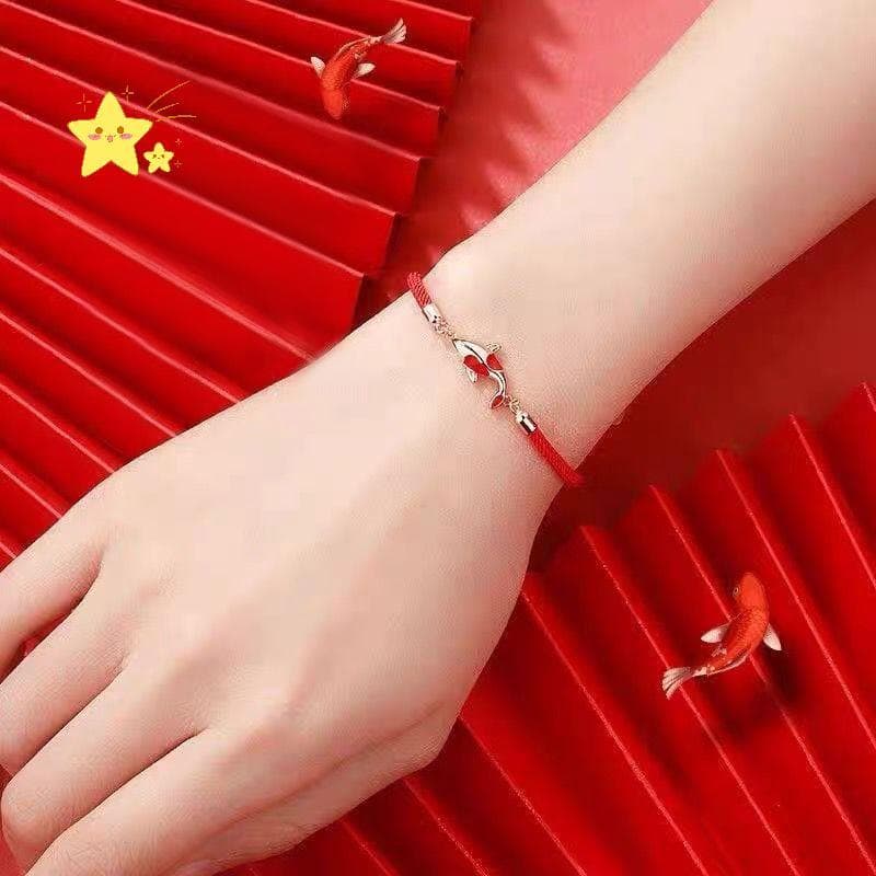 [JBTH] Pulseira Good Lu Corda Trançada Koi Vermelha Casal De Dia Dos Namorados [JB]