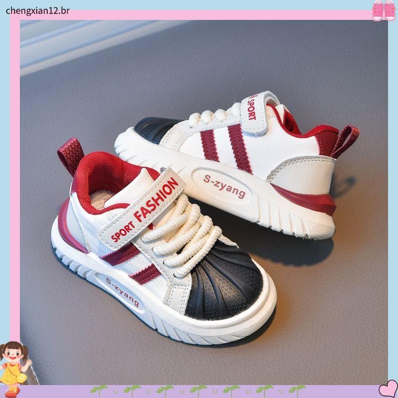 Crianças concha Toe sapatos brancos 2025 primavera novo estilo meninos sapatos esportivos leves versão coreana meninas A