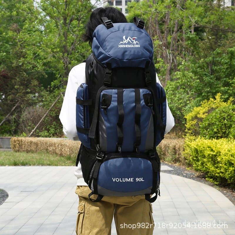 Mochila de acampamento em lona 90L com função de extensão reforçada