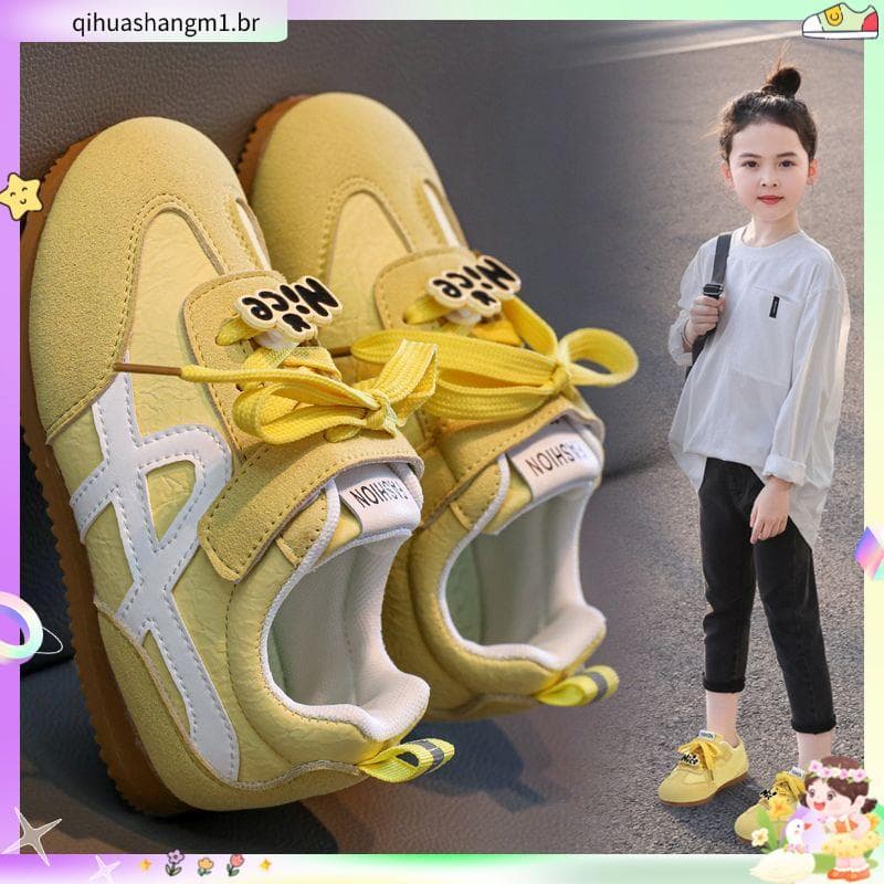 Meninas sapatos crianças treinamento alemão tênis esportivos outono meninas Super quente amarelo Forrest Gump sapatos mé