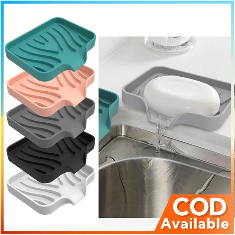 < QM > Banheiro Silicone Flexível Saboneteiras Armazenamento Titular Saboneteira Placa Bandeja Dreno Ferramentas De Banh