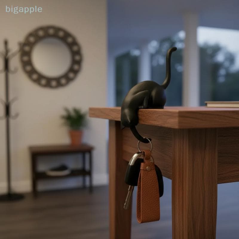 (big88apple) Gancho De Prateleira De Gato Com Lanterna Estatueta Estátua Casa Quarto Mesa Ornamento Decoração Luz Noturn