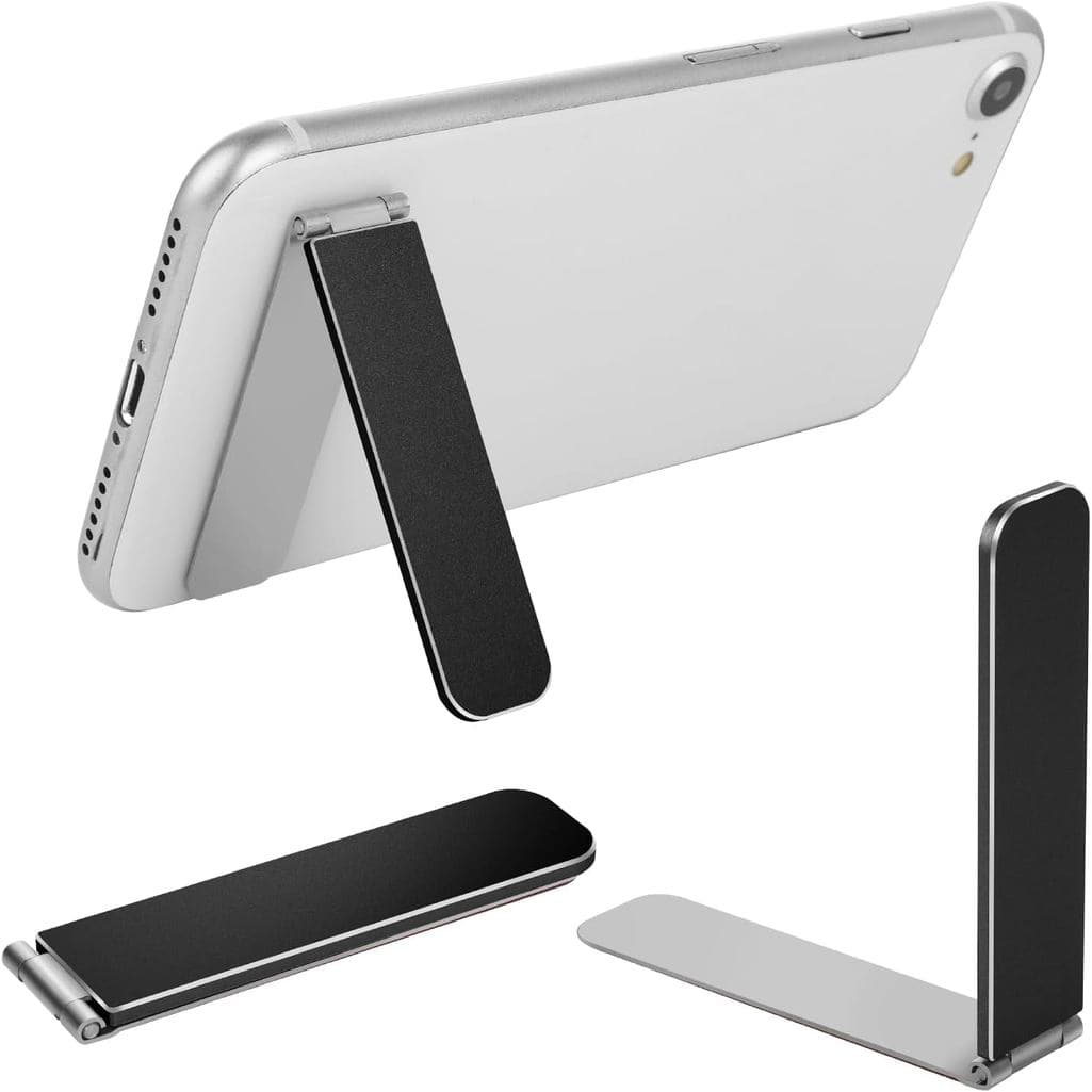 TIESOME Ultra-Thin Cell Phone Holder, Adjustable Mini Alloy Phone Kickstand Portable Foldable Phone Stand Adjustable Ang