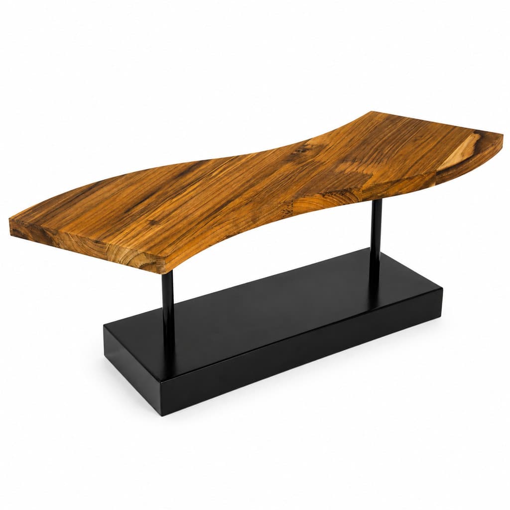 Suporte em S Retangular em Madeira Teca Premium Alta Qualidade para Frios Doces Buffet  Eventos