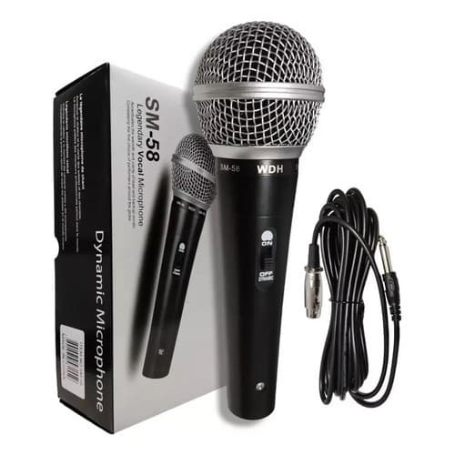 Microfone Fio Dinâmico Profissional Metal Cabo 5 Metros