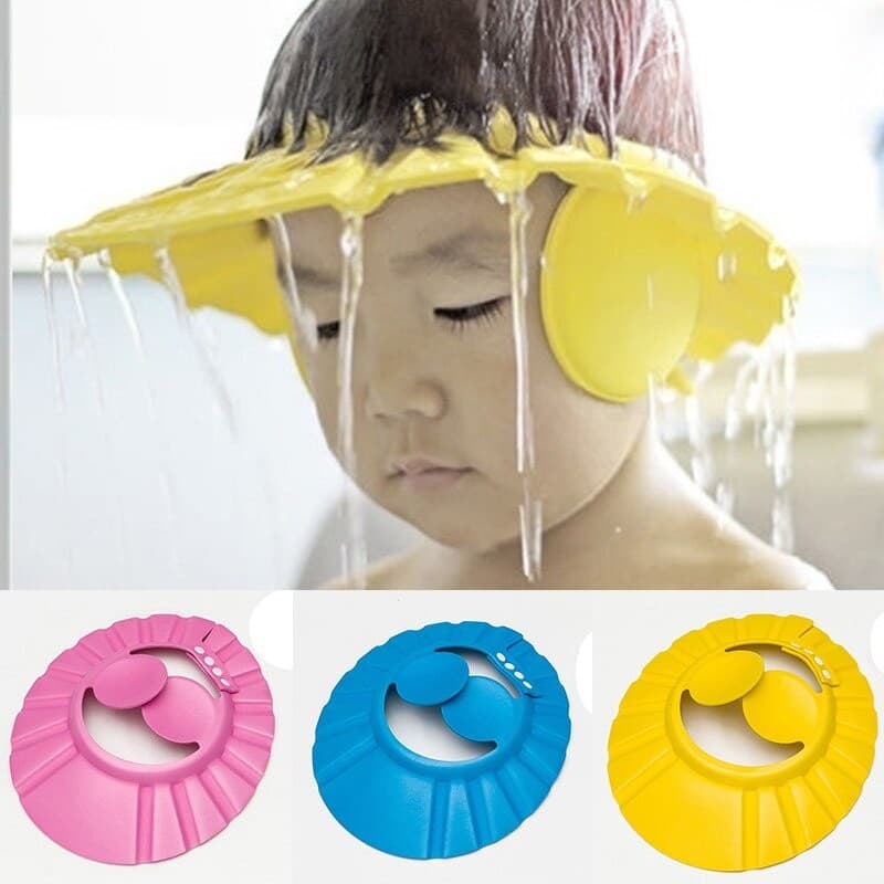 Protetor de Banho Infantil Ajustável em Silicone | Viseira para Lavar Cabelo de Bebê sem Molhar os Olhos e Ouvidos