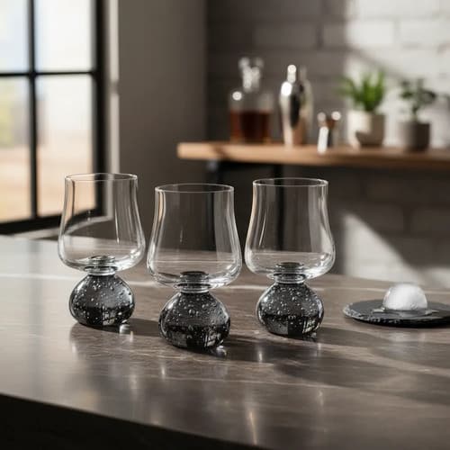 Copo Vidro 440ml Base Bolha Design Moderno