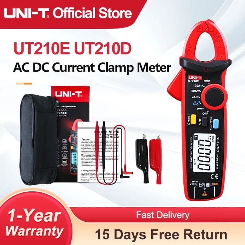 Alicate Amperímetro Digital UNI-T UT210E UT210D , AC DC NCV True RMS , Multímetro , Ferramentas HVAC , Eletricista , Mul
