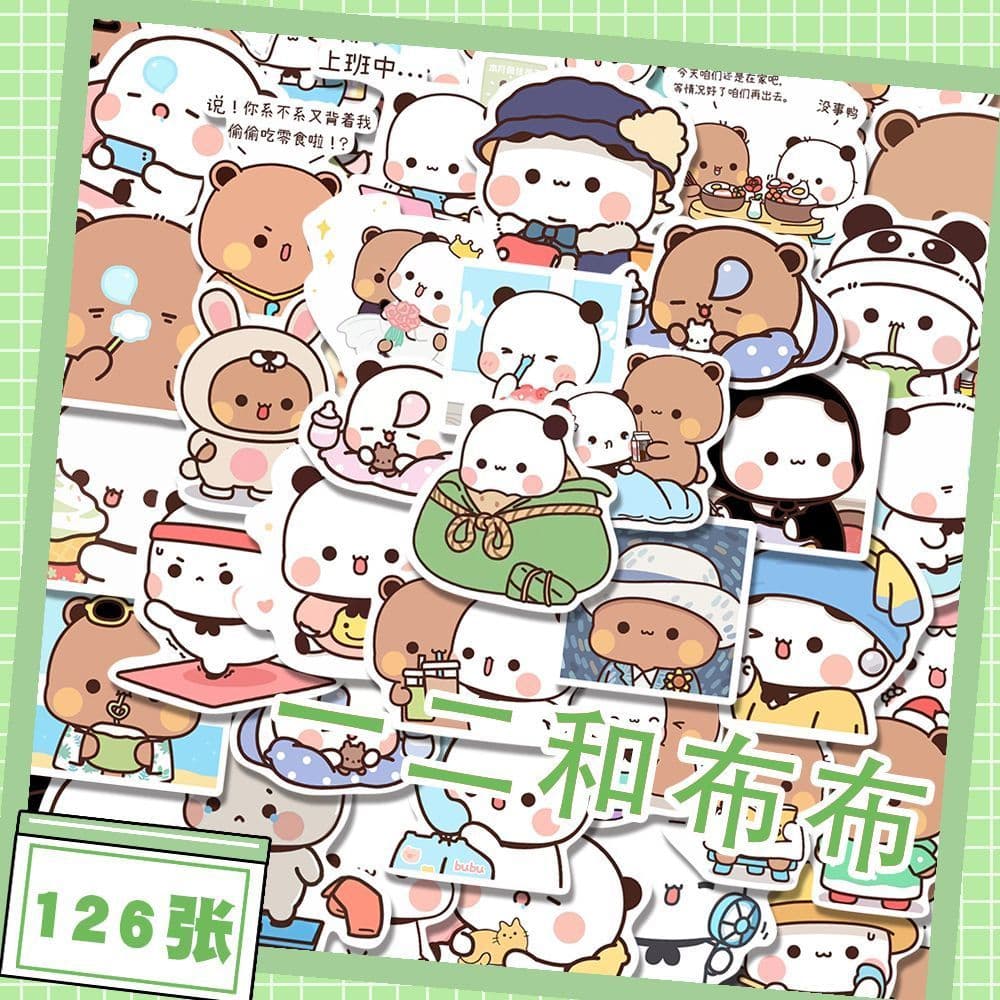 Adesivos De Pano Fofos De Desenho Animado 126 Urso À Prova D'água Para Celular Decorativos diy Desenhos Animados Um Dois