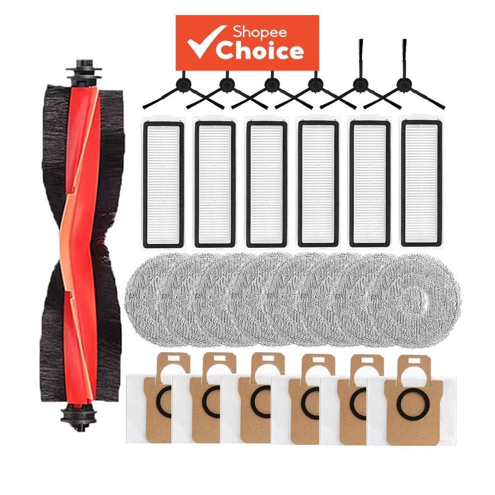 Kit de Acessórios para Robô Aspirador Xiaomi X20 Max: escova principal, escovas laterais, filtros, panos de limpeza e