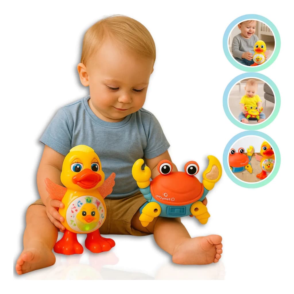 Conjunto de Brinquedos Pato Dançante e Caranguejo Sensorial