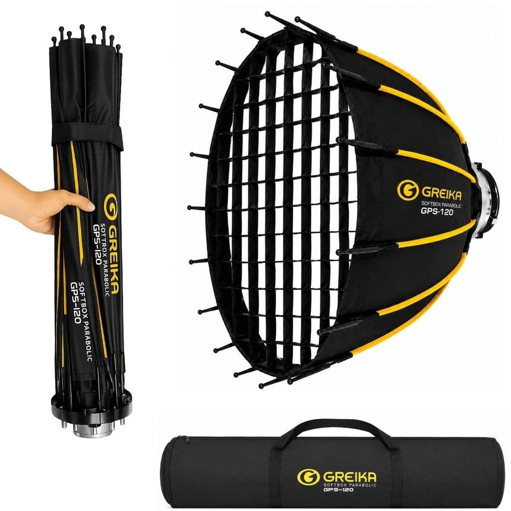 Softbox Parabolico 120cm Greika Montagem Bowens Com Difusor E Grid