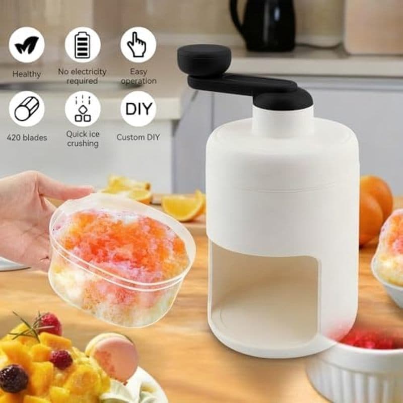 Triturador De Gelo Manual Com Manivela , Máquina De Cone De Neve Bandejas , Sem BPA , Portátil Para Casa & amp ; Uso De