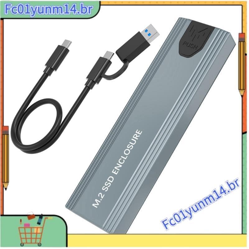Gabinete SSD M . 2 SATA NVMe Para USB Type C Adaptador 10 Gbps 3.1 Caixa Externa Suporta E B