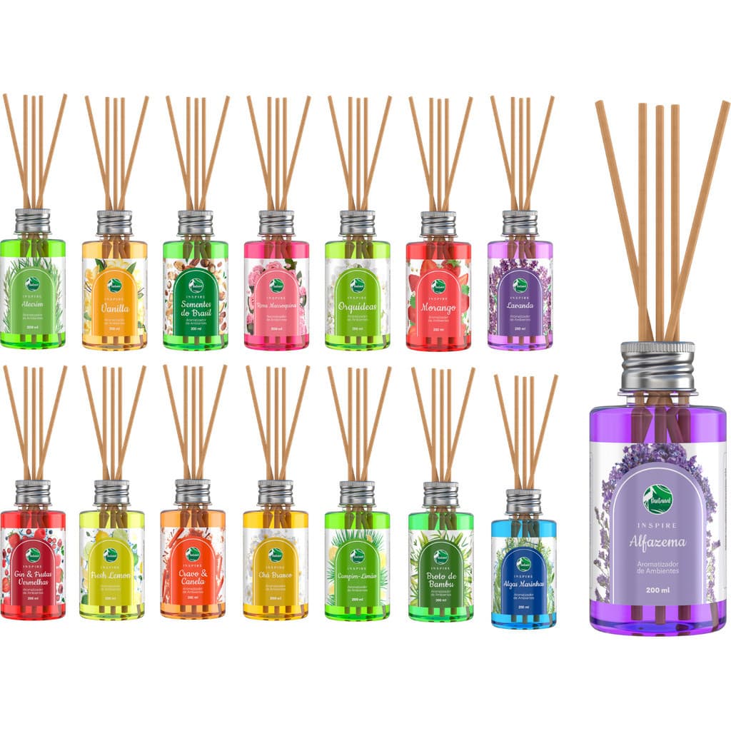 Difusor de Aromas Odorizante Aromatizador de Ambientes - 15 Fragrâncias Diferentes - 200 Ml Inspire Home