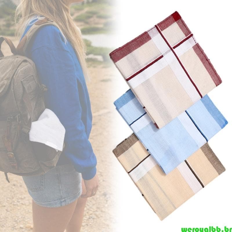 weroyalbb Lenço Bolso Elegante Para Homens, Lenços Xadrez 16x16 Polegadas, Bandana, Toalha Absorção